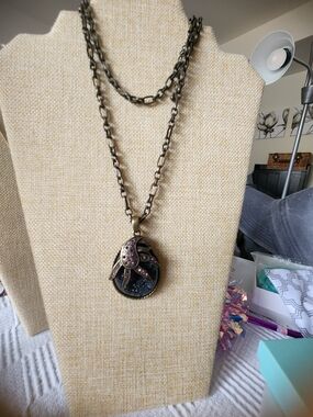 Park Lane Bronze-tone Pendant Necklace with Purple and Black Accents